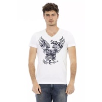 Short Sleeve T-shirt with V-neck and Front Print