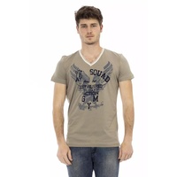 Short Sleeve T-shirt with V-neck and Front Print