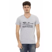 Short Sleeve V-Neck T-Shirt with Front Print