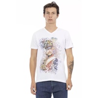 Short Sleeve T-shirt with V-neck and Front Print