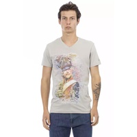 Short Sleeve T-shirt with V-neck and Front Print