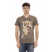 Short Sleeve V-Neck T-shirt with Front Print