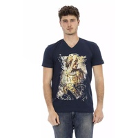 Short Sleeve T-shirt with V-neck and Front Print