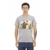 Short Sleeve T-shirt with V-neck and Front Print