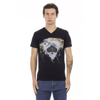 Short Sleeve T-shirt with V-neck and Front Print