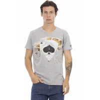 Short Sleeve T-shirt with V-neck and Front Print