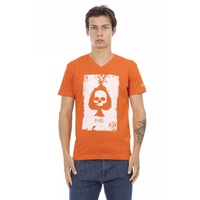 Short Sleeve T-shirt with V-neck and Front Print