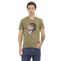 Short Sleeve T-shirt with V-neck and Front Print