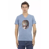 Short Sleeve T-shirt with V-neck and Front Print