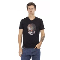 V-Neck Short Sleeve T-Shirt with Front Print