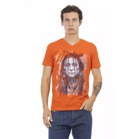 Short Sleeve V-Neck T-Shirt with Front Print