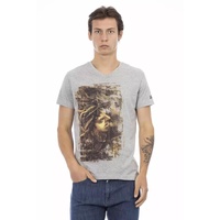 Short Sleeve V-Neck T-shirt with Front Print