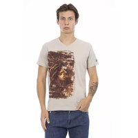 Short Sleeve V-Neck T-shirt with Front Print