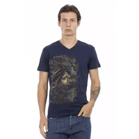 Short Sleeve T-shirt with V-neck and Front Print