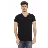 Short Sleeve T-shirt with V-neck and Chest Print