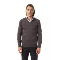Embroidered V-neck Sweater in Extrafine Merino Wool