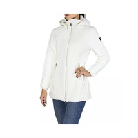 Thermal and Waterproof Down Jacket with Removable Hood and Gold Metal Details