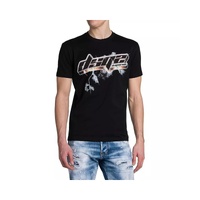 Black Graphic Print Cotton T-Shirt