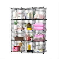 Black Portable Storage Organiser Foldable DIY Modular Grid Space Saving Shelf