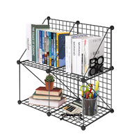Black Portable 4-Cube 2 Column Storage Organiser Foldable DIY Modular Grid Space Saving Shelf