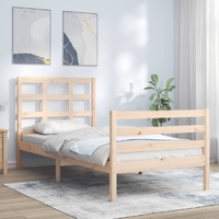 Bed Frame with Headboard Solid Wood