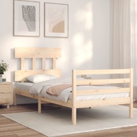 Bed Frame with Headboard Solid Wood