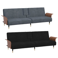 Sofa Bed with Cup Holders Velvet