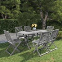 Garden Dining Set Solid Acacia Wood Grey