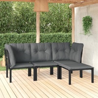 Garden Lounge Set Black and Grey Poly Rattan