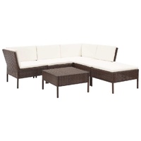 6 Piece Garden Lounge Set with Cushions Poly Rattan
