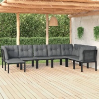 Garden Lounge Set Black and Grey Poly Rattan