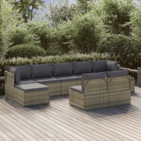 Garden Lounge Set with Cushions Grey Poly Rattan