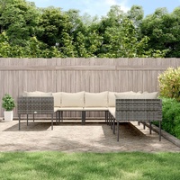 Garden Lounge Set with Cushions Grey Poly Rattan