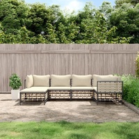 Garden Lounge Set with Cushions Anthracite Poly Rattan