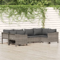 Garden Lounge Set with Cushions Grey Poly Rattan