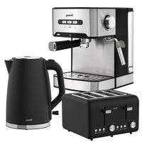 Breakfast Set with Coffee Machine, Noir Toaster & Kettle Silver
