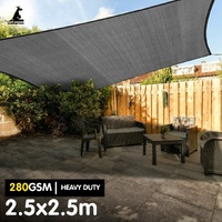 Wallaroo 280gsm Outdoor Sun Shade Sail Canopy Square Grey