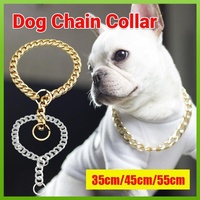 Dog Chain Collar Heavy Duty Choker Double Pet Slip Check Twist Link Chrome Chain