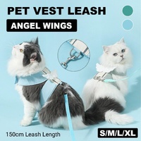 Pet Angel Wings Dog Vest Leash Cat Harness Anti-Break Walking Dog Leash Set Blue