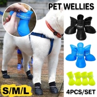 4pcs Cartoon Boots Pet Rain Shoes Waterproof Non-Slip Wear-Resistant Dog Shoes - - S