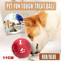 11cm Dog Pet Fun Tough-Treat Ball Tumbler Mental Food Dispenser Feeder Puzzle Toy