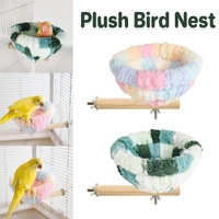 Parrot Winter Warm Nest Fluffy Cotton Hanging Bed Colourful Bird Cage House