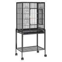 VEVOR Standing Bird Cage, Carbon Steel Flight Bird Cage for Parakeets, Cockatiels, Parrots, Macaw with Rolling Stand and Tray