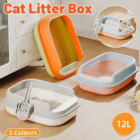 12L Semi Enclosed Large Cat Litter Box with Delivery Shovel Easy Clean Toilet