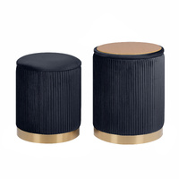 2X Side Table Storage Ottoman - Velvet