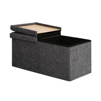 Foldable Storage Ottoman - Flip Lid Side Table Toy Blanket Organiser Seat KIRA