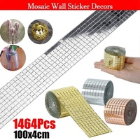 Diy Mini Mosaic Tiles Self-Adhesive Square Mirror Glass Wall Sticker Decors