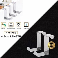 4 by 6X Over Door Hooks Hanger Holder Stainless Steel Cabinet Organizer Clothes 4.5cm