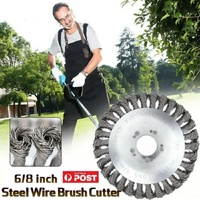6 8inch Weed Brush Steel Wire Trimmer Wheel Garden Lawn Mower Head Tool Grass Cutter