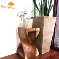 The Twist Raintree Wood Side Table Corner Table Planet Stand Clear Finish
